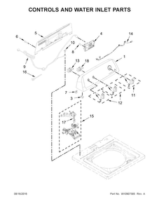 Controls And Water Inlet Parts Diagram and Parts List for 11020222511  Kenmore Washer
