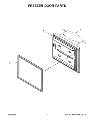Part Location Diagram of W11199708 Whirlpool HANDLE