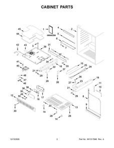Cabinet Parts Diagram and Parts List for KURL204ESB01  Whirlpool Wine and Beverage Cooler