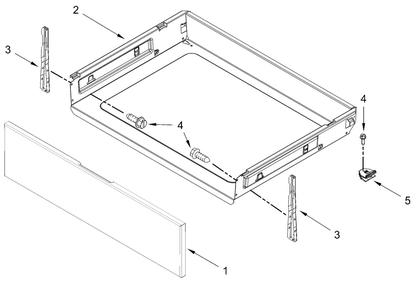 Drawer And Broiler Parts Diagram and Parts List for CREW3874RS0  Whirlpool Range