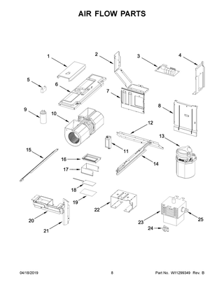 Air Flow Parts Diagram and Parts List for YKMLS311HBL1  Whirlpool Microwave