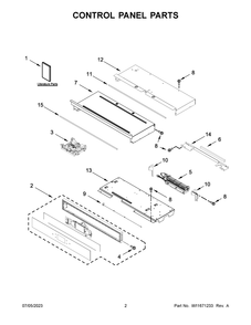 Control Panel Parts Diagram and Parts List for WOES7030PZ00  Whirlpool Wall Oven