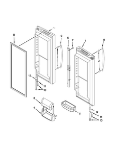 Refrigerator Door Parts Diagram and Parts List for 5VGF25SNEA00  Whirlpool Refrigerator