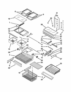 Shelf Parts Diagram and Parts List for 59679223015  Kenmore Refrigerator