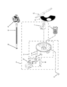 Pump, Washarm And Motor Parts Diagram and Parts List for WDT710PAYB6  Whirlpool Dishwasher