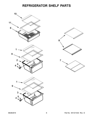 Refrigerator Shelf Parts Diagram and Parts List for WRS555SIHB00  Whirlpool Refrigerator