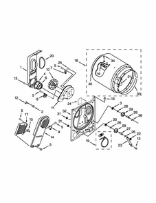 Bulkhead Parts Diagram and Parts List for RED4645EW0  Roper Dryer