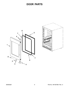 Door Parts Diagram and Parts List for KURR314KSS00  Whirlpool Wine and Beverage Cooler