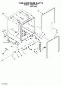 TUB AND FRAME PARTS Diagram and Parts List for KUDE60FVPA0  KitchenAid Dishwasher
