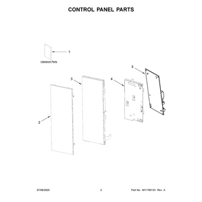 Control Panel Parts Diagram and Parts List for WMML5530RB01  Whirlpool Microwave