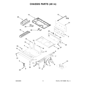 Chassis Parts (48 In) Diagram and Parts List for KFDC558JMB03  KitchenAid Range
