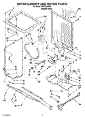 DRYER CABINET AND MOTOR PARTS Diagram and Parts List for YWET3300SQ1  Whirlpool Washer Dryer Combo