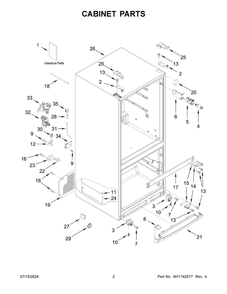 02 - Cabinet Parts Diagram and Parts List for WRF560SEHZ05  Whirlpool Refrigerator