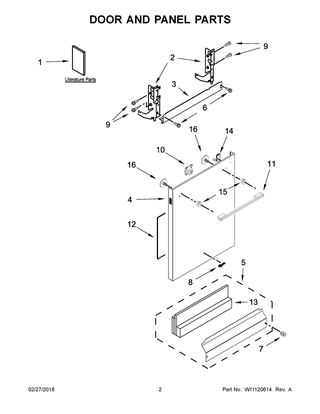 Part Location Diagram of W10907188 Whirlpool HANDLE