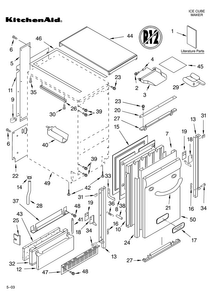 Cabinet Liner And Door Parts Diagram and Parts List for 8198549  KitchenAid Ice Maker