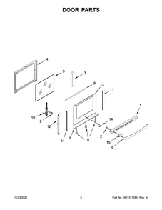 Door Parts Diagram and Parts List for WEG750H0HW2  Whirlpool Range