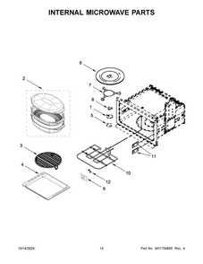 08 - Internal Microwave Parts Diagram and Parts List for KOEC530PPS03  Whirlpool Microwave Oven Combo