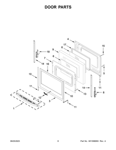 Door Parts Diagram and Parts List for WFE515S0JS4  Whirlpool Range