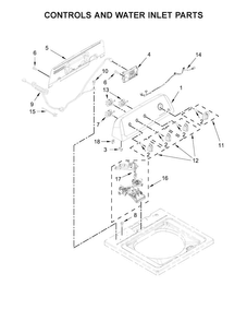 Controls And Water Inlet Parts Diagram and Parts List for WTW4616FW1  Whirlpool Washer