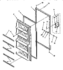 Door Diagram and Parts List for EV150NXEW0  Whirlpool Freezer