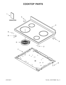 Cooktop Parts Diagram and Parts List for WFE515S0ED0  Whirlpool Range