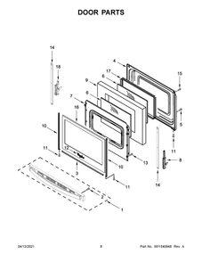 Door Parts Diagram and Parts List for YWFE515S0JS1  Whirlpool Range