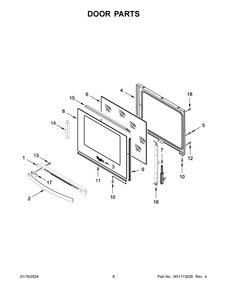 Door Parts Diagram and Parts List for YWEE750H0HB5  Whirlpool Range