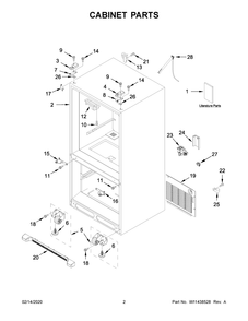 Cabinet Parts Diagram and Parts List for WRFA32SMHZ03  Whirlpool Refrigerator