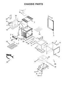 Chassis Parts Diagram and Parts List for KFGG500ESS0  KitchenAid Range
