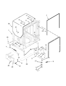 Tub And Frame Parts Diagram and Parts List for KDTE254EBL0  KitchenAid Dishwasher