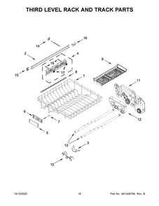Third Level Rack And Track Parts Diagram and Parts List for KDTM404KBS0  Whirlpool Dishwasher