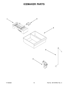 Icemaker Parts Diagram and Parts List for WRQA59CNKZ  Whirlpool Refrigerator