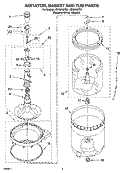 AGITATOR, BASKET AND TUB PARTS Diagram and Parts List for LSR8010PT0  Whirlpool Washer