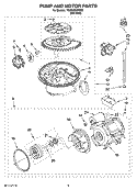 PUMP AND MOTOR PARTS Diagram and Parts List for 7GU3200XTSS0  Whirlpool Dishwasher