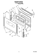 DOOR PARTS, OPTIONAL PARTS (NOT INCLUDED) Diagram and Parts List for RF212PXSQ1  Whirlpool Range