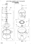 AGITATOR, BASKET AND TUB Diagram and Parts List for 6LSC9255BQ2  Whirlpool Washer