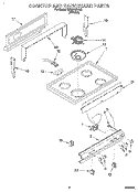 COOKTOP AND BACKGUARD Diagram and Parts List for RF3010XVW4  Whirlpool Range