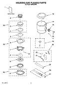 HOUSING AND FLANGE PARTS Diagram and Parts List for KBDS100T0  KitchenAid Food Waste Disposer