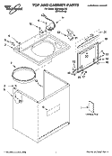 TOP AND CABINET PARTS Diagram and Parts List for GSW9650LW0  Whirlpool Washer