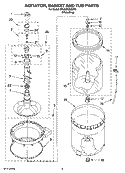 AGITATOR, BASKET AND TUB PARTS Diagram and Parts List for 3RLSQ8033SW0  Whirlpool Washer