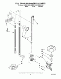 FILL, DRAIN AND OVERFILL PARTS Diagram and Parts List for KUDE20IXBL0  KitchenAid Dishwasher