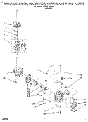 BRAKE, CLUTCH, GEARCASE, MOTOR & PUMP Diagram and Parts List for 4XLA87W92AN1  Whirlpool Washer