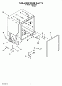 TUB AND FRAME PARTS Diagram and Parts List for TUD8750SD2  Estate Dishwasher