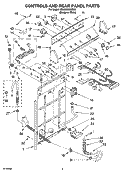 CONTROLS AND REAR PANEL PARTS Diagram and Parts List for 3SLSR6233MQ0  Whirlpool Washer