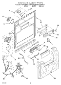 DOOR AND LATCH Diagram and Parts List for KUDV24SEBL4  KitchenAid Dishwasher