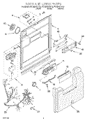 DOOR AND LATCH Diagram and Parts List for KUDM24SEWH3  KitchenAid Dishwasher