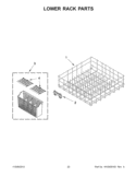 LOWER RACK PARTS Diagram and Parts List for WDF310PLAD2  Whirlpool Dishwasher
