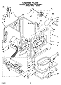 CABINET PARTS Diagram and Parts List for 7MLGR7648MT1  Whirlpool Dryer