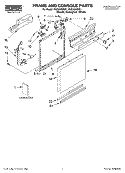 FRAME AND CONSOLE, LITERATURE Diagram and Parts List for RUD3000KB1  Roper Dishwasher