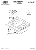 COOKTOP PARTS Diagram and Parts List for FGS326RD1  Roper Range